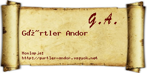Gürtler Andor névjegykártya